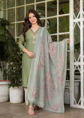Beautiful silk fabric three piece kurti set paired with printed chanderi silk dupatta - Eraya