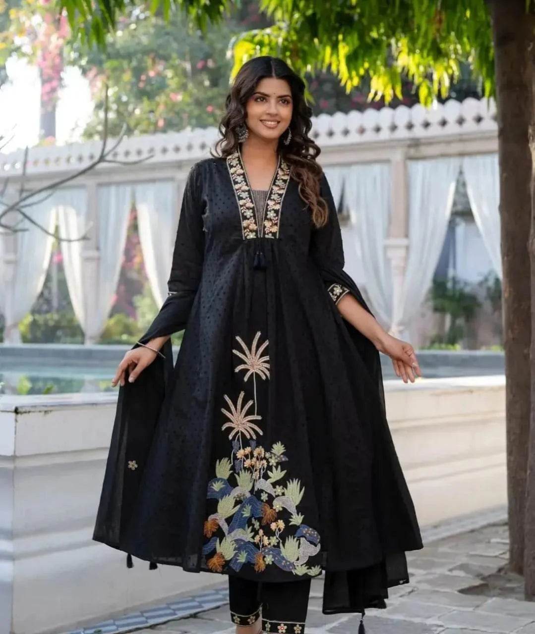 Pure cotton pintex work three piece kurti set - Eraya