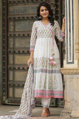 Pure cotton Angarkhi pattern premium kurta set - Eraya