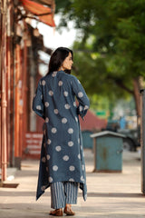 Handcrafted boho apparel: Block-printed and embroidered kurta-plazo set - Eraya