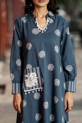 Handcrafted boho apparel: Block-printed and embroidered kurta-plazo set - Eraya
