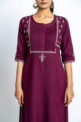 Intoxicating colours of wine: An intricate embroidered kurta-pant set - Eraya