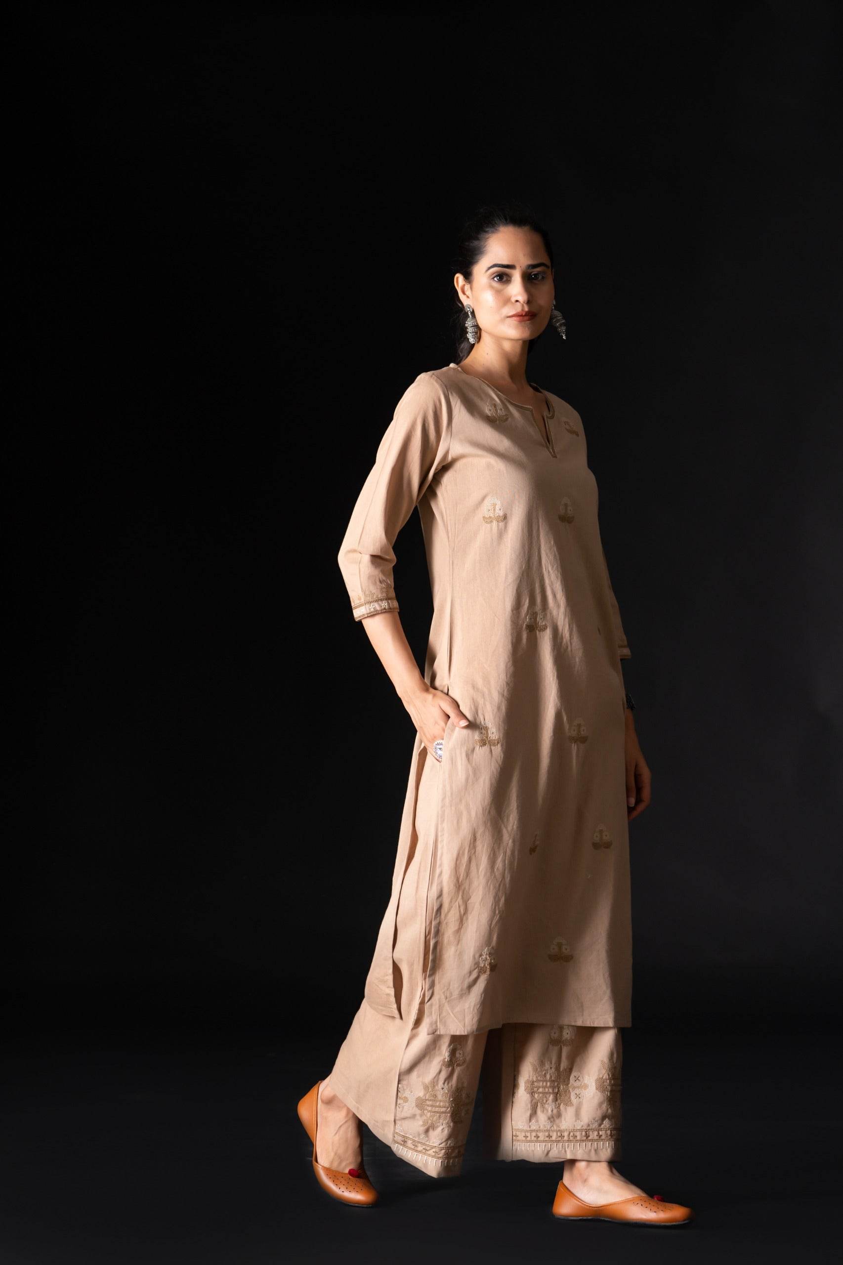 The house of khakhi- Fine embroidered kurta and plazo set - Eraya