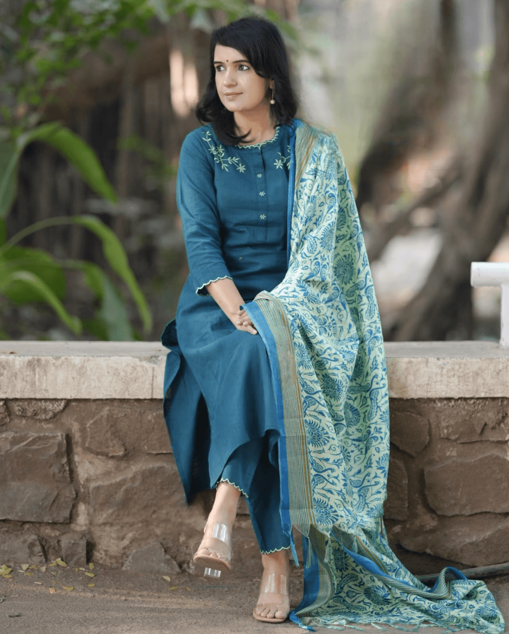 Exclusive khadi cotton three piece kurti set - Eraya