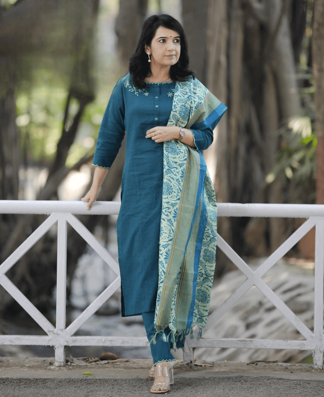 Exclusive khadi cotton three piece kurti set - Eraya