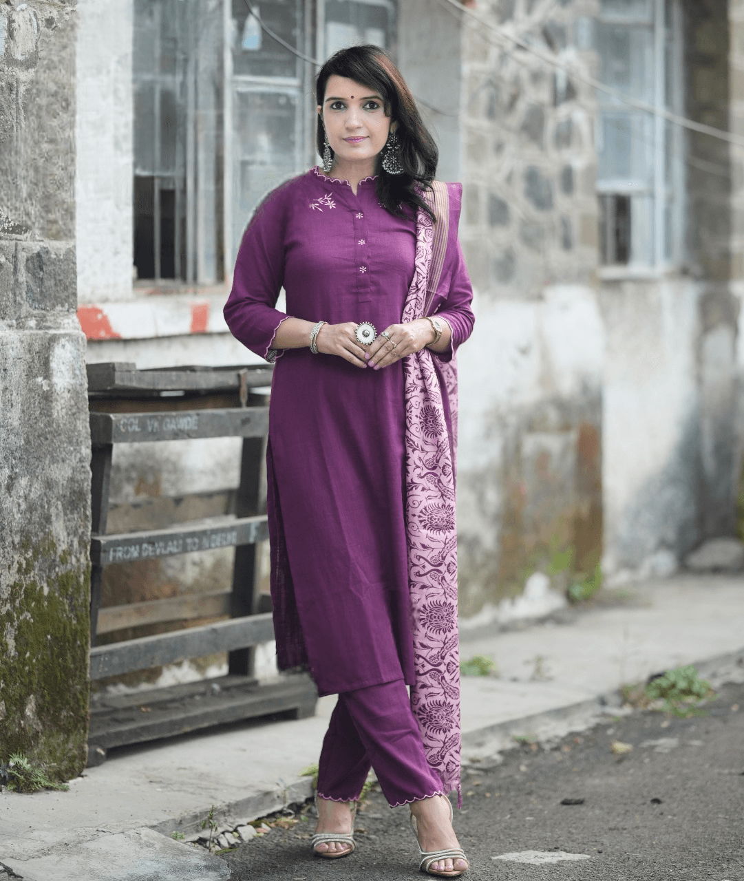 Exclusive khadi cotton three piece kurti set - Eraya
