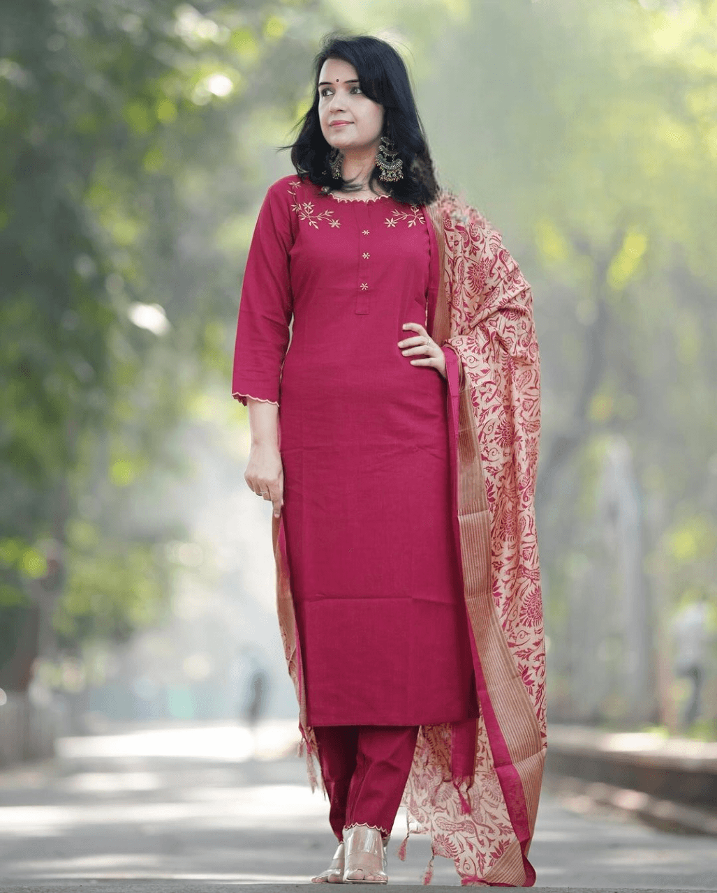 Exclusive khadi cotton three piece kurti set - Eraya