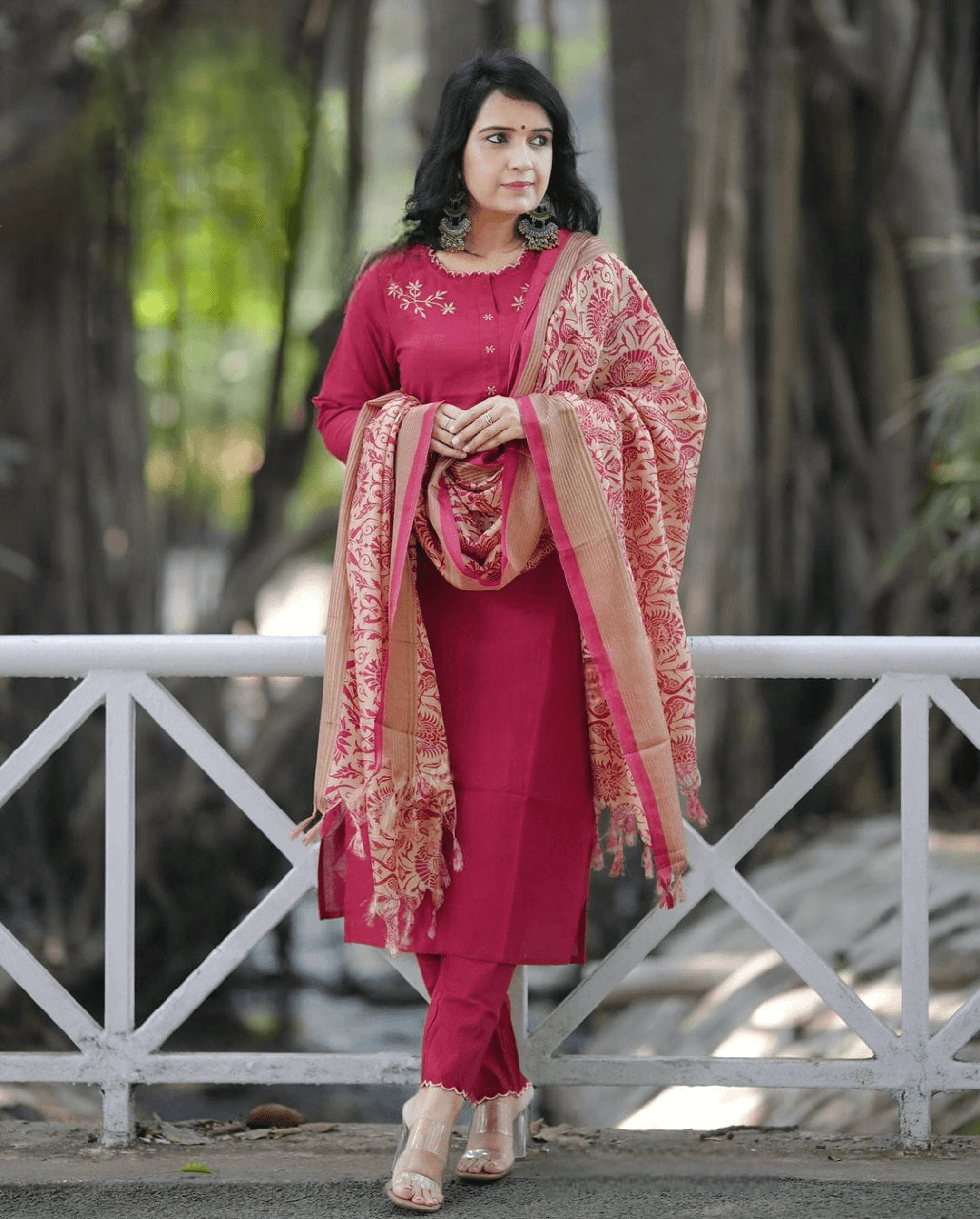 Exclusive khadi cotton three piece kurti set - Eraya