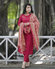 Exclusive khadi cotton three piece kurti set - Eraya