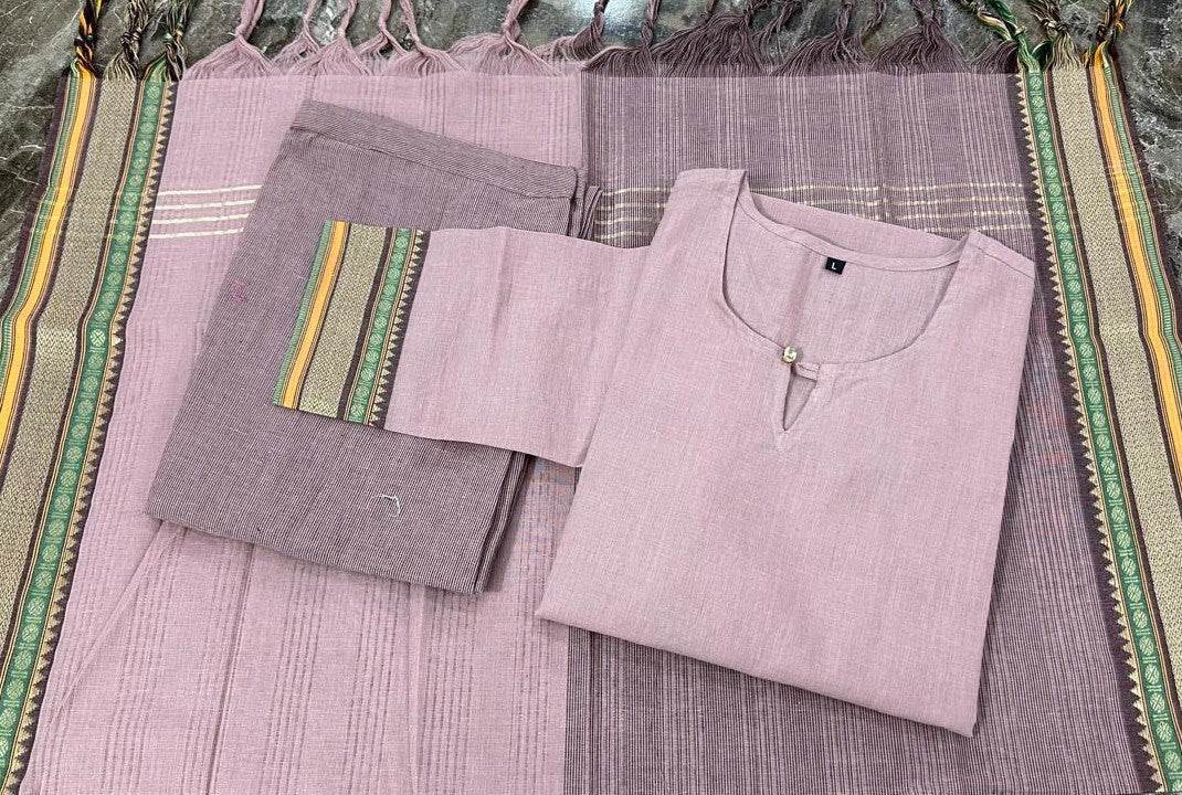 The enchanting rose gold coloured three piece kurti set - Eraya