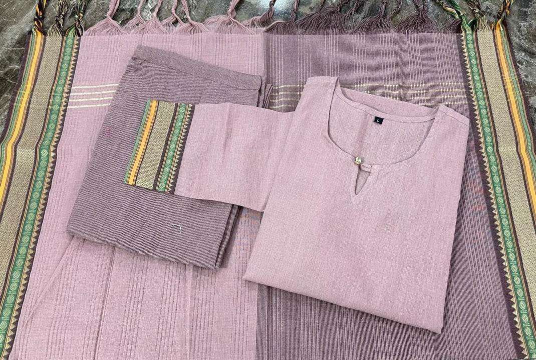 The enchanting rose gold coloured three piece kurti set - Eraya