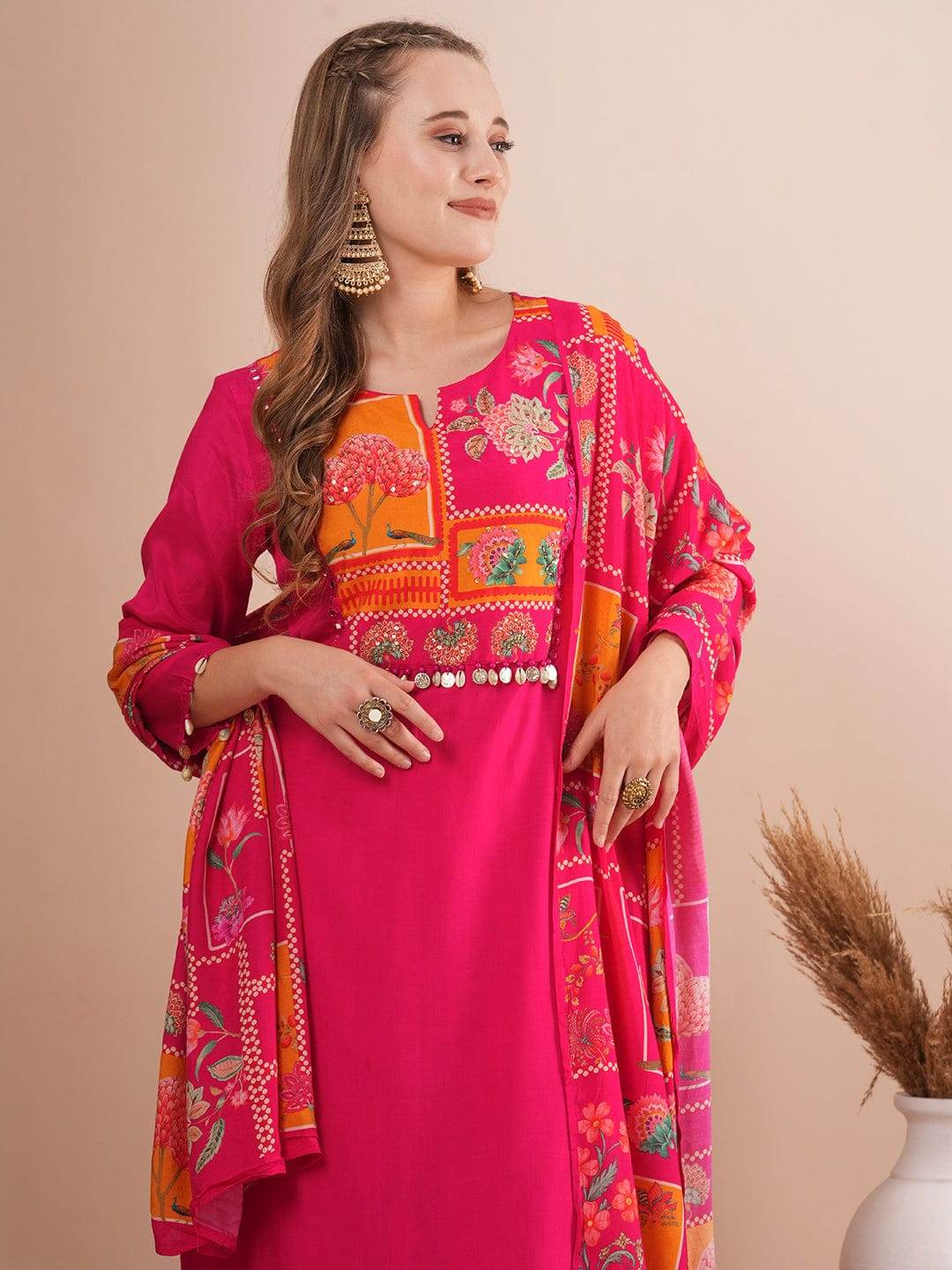 The elegance of roman silk: A three piece kurti set - Eraya
