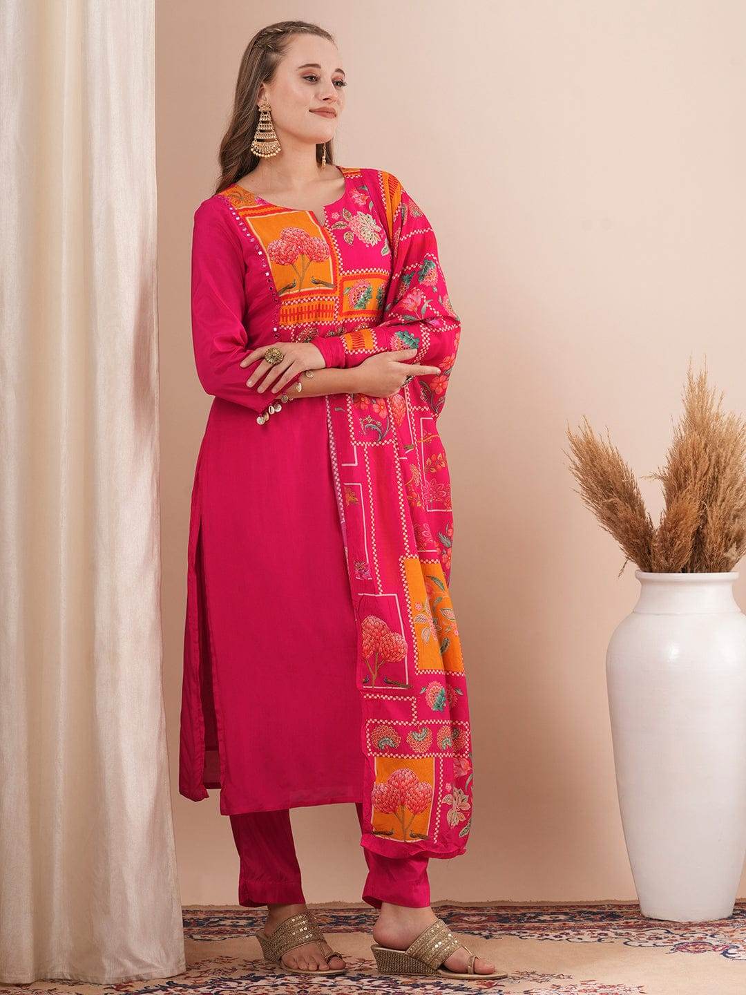 The elegance of roman silk: A three piece kurti set - Eraya