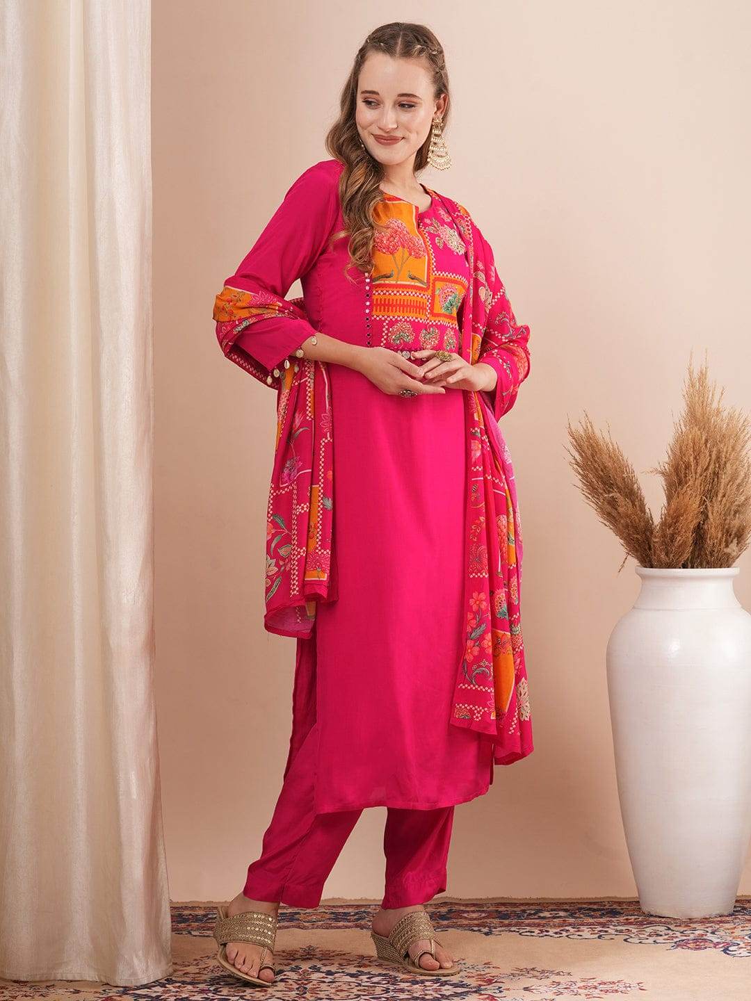 The elegance of roman silk: A three piece kurti set - Eraya
