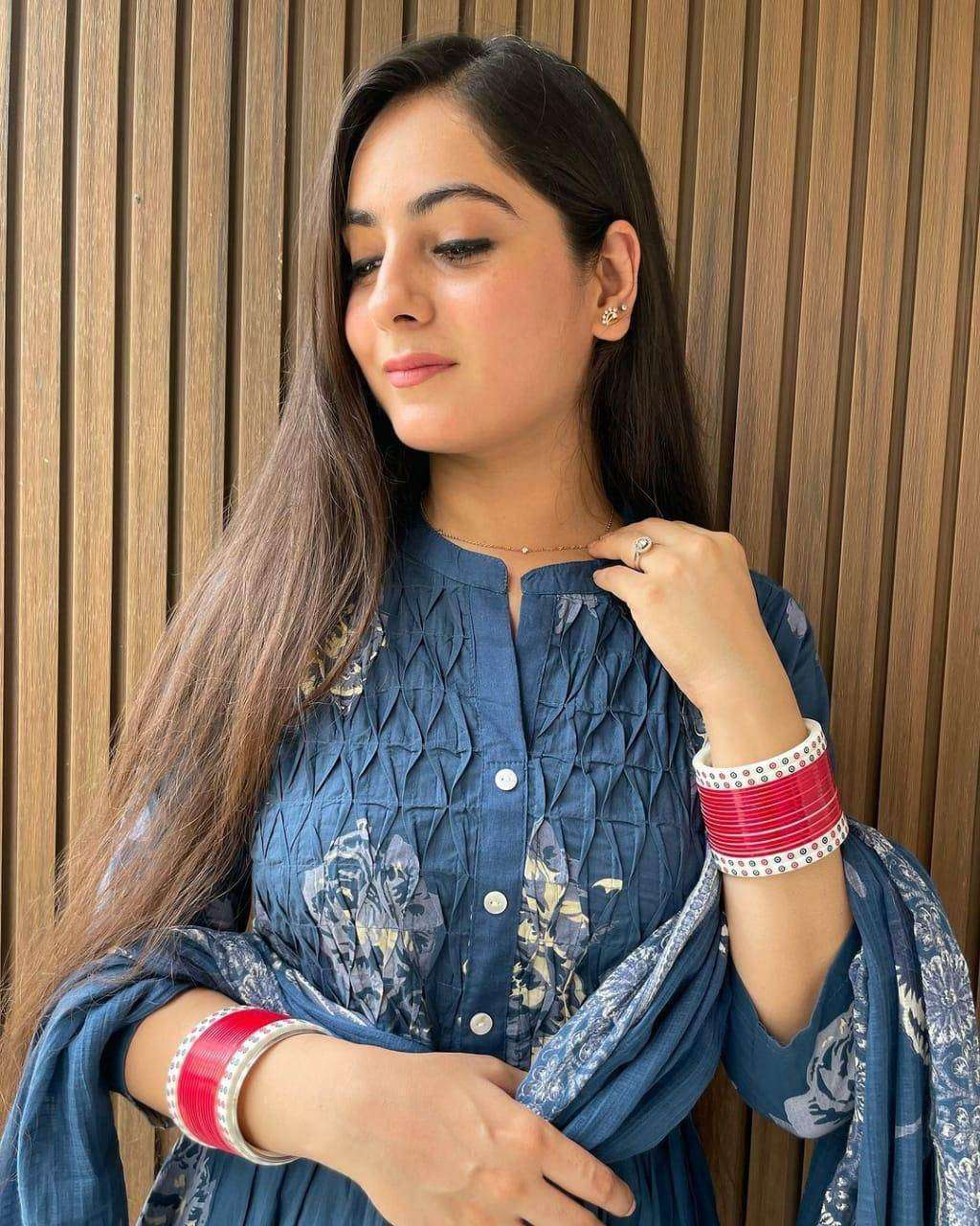 Designer yoke with floral printed three piece kurti set - Eraya