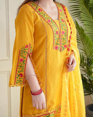 Fine rayon slub three piece kurti set - Eraya