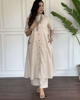 Beautiful A-line double side pocket cotton co-ord set - Eraya