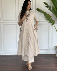 Beautiful A-line double side pocket cotton co-ord set - Eraya