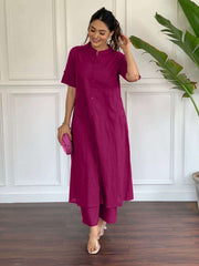 Premium A-line hand embroidered cotton co-ord set - Eraya