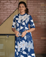 Fine floral vibrant colour kurti-plazo set - Eraya