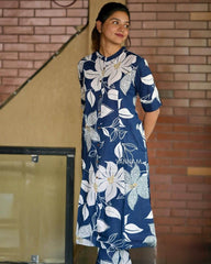 Fine floral vibrant colour kurti-plazo set - Eraya