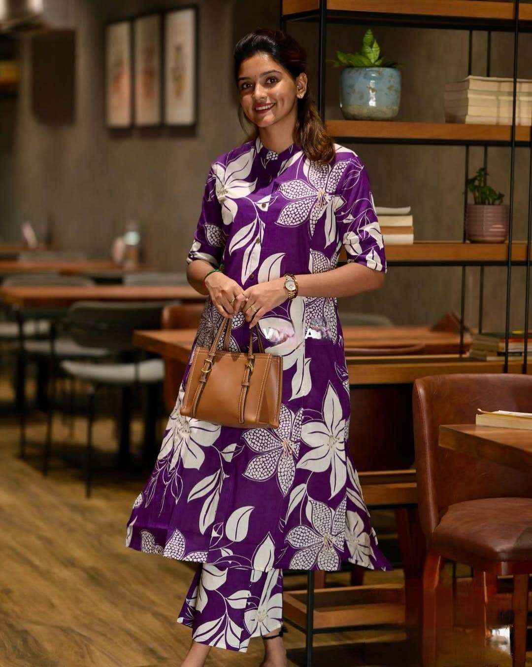 Fine floral vibrant colour kurti-plazo set - Eraya