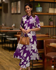 Fine floral vibrant colour kurti-plazo set - Eraya
