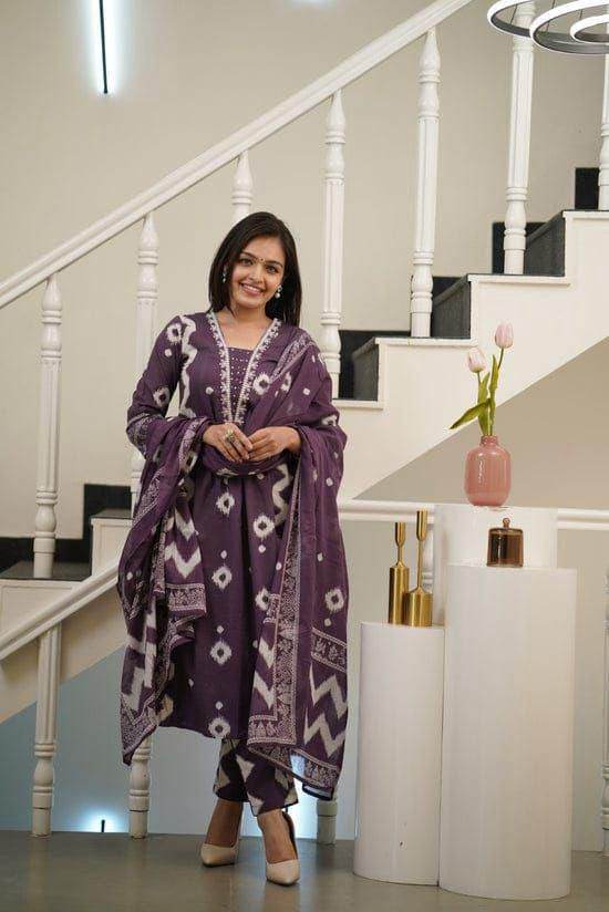 Designer sequence work three piece kurti set - Eraya