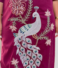 Classy embroidered cotton kurti-pant set - Eraya