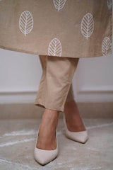 Beautiful lace work straight cotton kurti-pant and dupatta set - Eraya