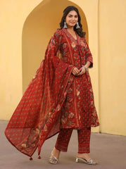 Intricate hand sequence work three piece kurti set - Eraya