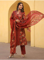 Intricate hand sequence work three piece kurti set - Eraya
