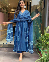 Beautiful sequence work cotton anarkali kurti set - Eraya