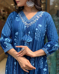 Beautiful sequence work cotton anarkali kurti set - Eraya