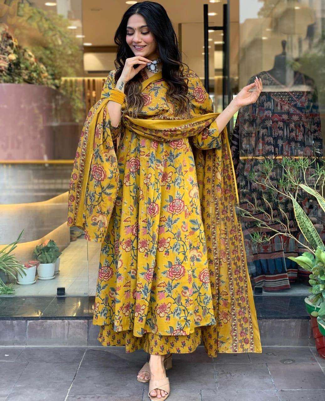 Designer floral printed anarkali style kurti set - Eraya