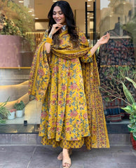 Designer floral printed anarkali style kurti set - Eraya