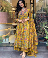 Designer floral printed anarkali style kurti set - Eraya