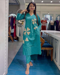 Stylish summer cotton co-ord set with patch work