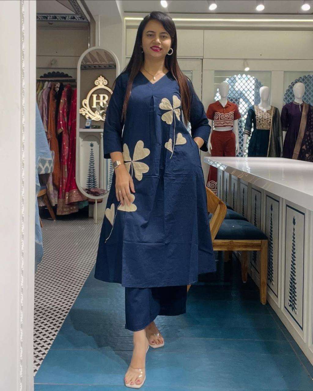 Stylish summer cotton co-ord set with patch work