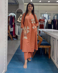 Stylish summer cotton co-ord set with patch work