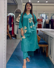 Stylish summer cotton co-ord set with patch work