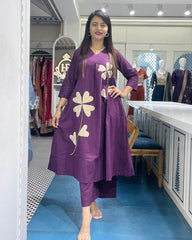 Stylish summer cotton co-ord set with patch work