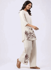 Elegant cotton flex embroidered co-ord set