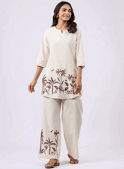 Elegant cotton flex embroidered co-ord set