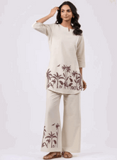 Elegant cotton flex embroidered co-ord set