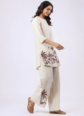 Elegant cotton flex embroidered co-ord set