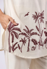 Elegant cotton flex embroidered co-ord set