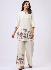 Elegant cotton flex embroidered co-ord set