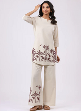 Elegant cotton flex embroidered co-ord set