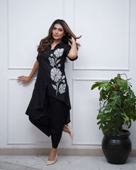 Floral embroidery work cotton co-ord set